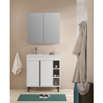 Kúpeľňová zostava s umývadlom a zrkadlovou skrinkou Naturel Lucca 79x70x45 cm biela lesk LUCCASET80W