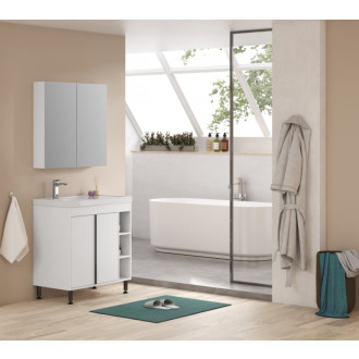 Kúpeľňová zostava s umývadlom a zrkadlovou skrinkou Naturel Lucca 79x70x45 cm biela lesk LUCCASET80W