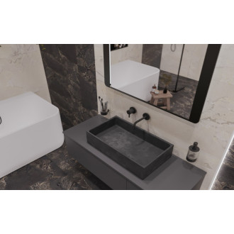 Umývadlo na dosku SAT Cemento 64x36,5 cm antracit bez prepadu CEM6437A