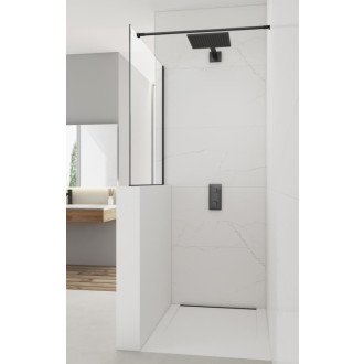 Sprchová zástena SAT Walk-in 100x100 cm na zníženú priečku čierna SATBWIS100PRC