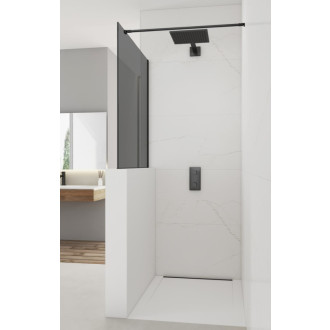Sprchová zástena SAT Walk-in 110x100 cm na zníženú priečku čierna SATBWIS110KSPRC