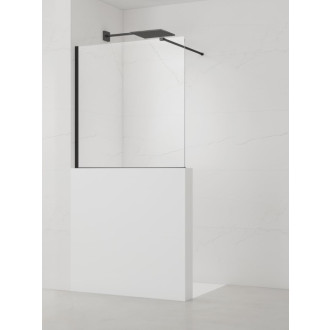 Sprchová zástena SAT Walk-in 120x100 cm na zníženú priečku čierna SATBWIS120PRC