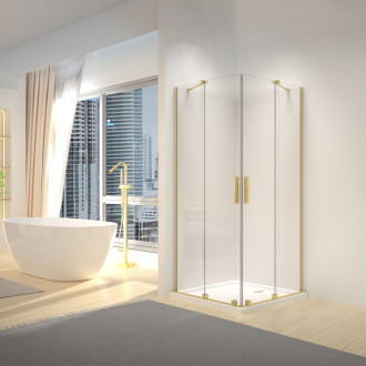 REA Montana Double Sprchová kabína 80x80, kartáčovaná zlatá REA-K6695