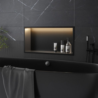 VSTAVNÁ KÚPEĽŇOVÁ POLICA LED 30x60 black