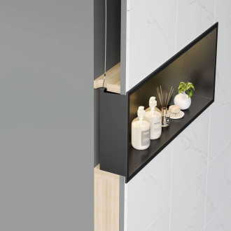 VSTAVNÁ KÚPEĽŇOVÁ POLICA LED 30x45 black