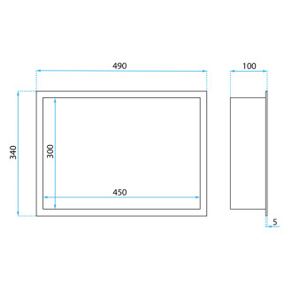 VSTAVNÁ KÚPEĽŇOVÁ POLICA LED 30x45 black