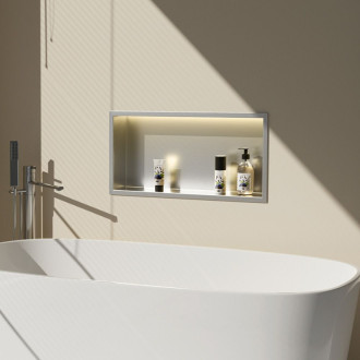 VSTAVNÁ KÚPEĽŇOVÁ POLICA LED 30x60 steel brush