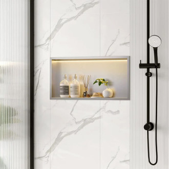 VSTAVNÁ KÚPEĽŇOVÁ POLICA LED 30x60 steel brush