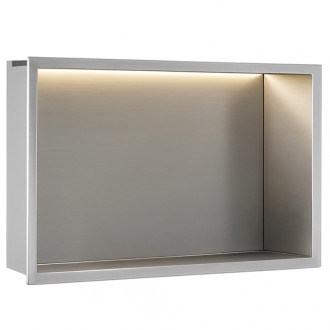 VSTAVNÁ KÚPEĽŇOVÁ POLICA LED 30x45 steel brush