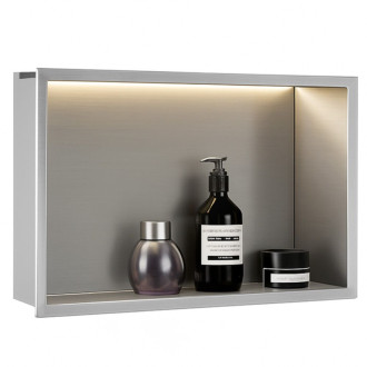 VSTAVNÁ KÚPEĽŇOVÁ POLICA LED 30x45 steel brush