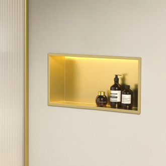VSTAVNÁ KÚPEĽŇOVÁ POLICA LED 30x60 brush gold