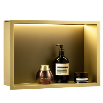 VSTAVNÁ KÚPEĽŇOVÁ POLICA LED 30x45 brush gold
