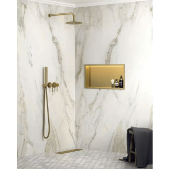 VSTAVNÁ KÚPEĽŇOVÁ POLICA LED 30x45 brush gold