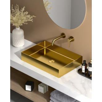 Umývadlo na dosku v zlatej farbe SAT Aurum 55x38 cm bez prepadu SATAUR5538BG
