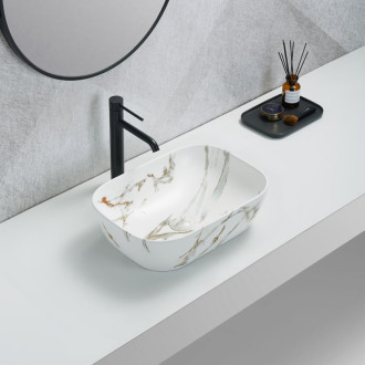 Umývadlo na dosku SAT Infinitio 45,5x32,5 cm mramor, bez prepadu SATINF4532MR