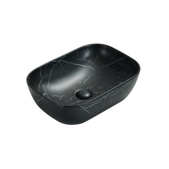 Umývadlo na dosku SAT Infinitio 45,5x32,5 cm mramor čierna mat bez prepadu SATINF4532MRBKM