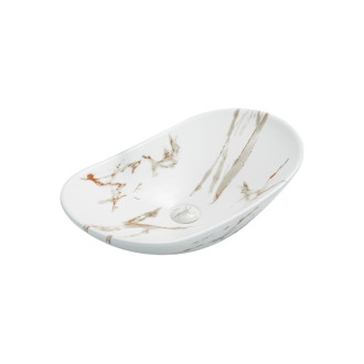 Umývadlo na dosku SAT Infinitio 61,5x36 cm mramor biely mat bez prepadu SATINF61536MR