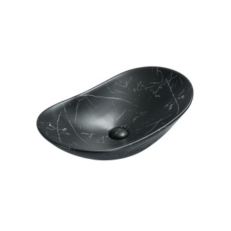 Umývadlo na dosku SAT Infinitio 61,5x36 cm čierny matný mramor, bez prepadu SATINF61536MRBKM