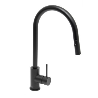 Drezová batéria SAT Aurum s vyťahovacou sprškou, 2 prúdy čierna matná SATBAUR286C