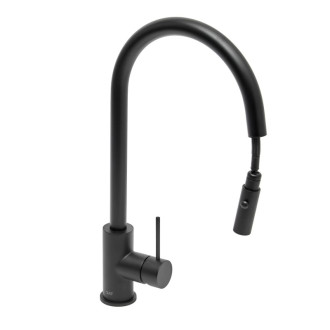 Drezová batéria SAT Aurum s vyťahovacou sprškou, 2 prúdy čierna matná SATBAUR286C