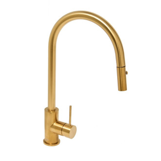 Drezová batéria SAT Aurum s vyťahovacou sprškou, 2 prúdy brúsená zlatá SATBAUR286BG