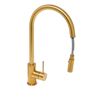 Drezová batéria SAT Aurum s vyťahovacou sprškou, 2 prúdy brúsená zlatá SATBAUR286BG