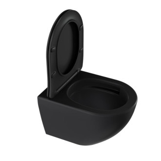 Wc s doskou softclose závesné vírové SAT Fusion čierna mat zadný odpad SATFUS010RTORPBKM
