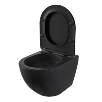 Wc s doskou softclose závesné vírové SAT Fusion čierna mat zadný odpad SATFUS010RTORPBKM