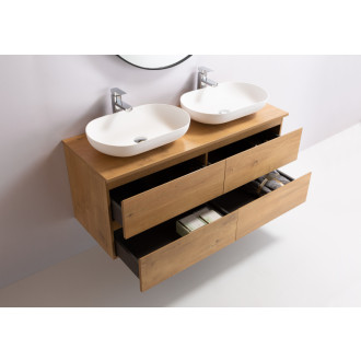CERANO - Kúpeľňová skrinka Carole s doskou pod umývadlo - 18 mm - dub medový - 121x49,8x46,5 cm