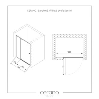 CERANO - Sprchové pivotové dvere Santini Ľ/P - 6 mm - chróm, transparentné sklo - 100x195 cm