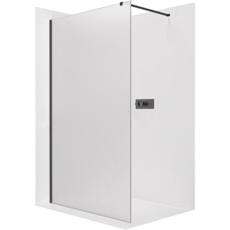 CERANO - Sprchová zástena Walk-in Onyx Cube Ľ/P - 8 mm - hranatá vzpera - čierna matná, mliečne sklo - 150x200 cm