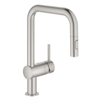 Drezová batéria Grohe Minta s vyťahovacou sprškou, 2 prúdy supersteel 32322DC2