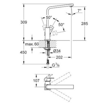 Drezová batéria Grohe Eurocube s otočným ramienkom chróm 31255000