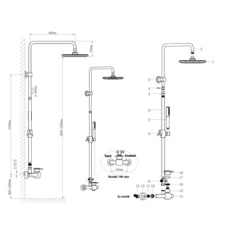 Sprchový systém WF Industrial s pákovou batériou olejom gumený bronz SIKOBWFSSS