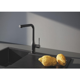 Drezová batéria Grohe Essence s vyťahovacou sprškou, 2 prúdy phantom black 30504KF0