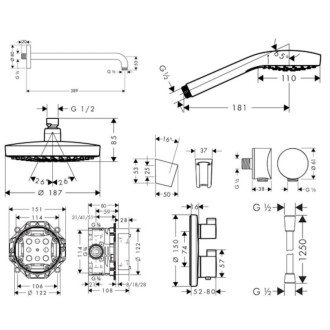 Sprchový systém Hansgrohe Ecostat vrátane podomietkového telesa chróm 27295000