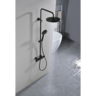 Sprchový systém SAT na stenu s vaňovým termostatom čierna matná SATSSTVKC