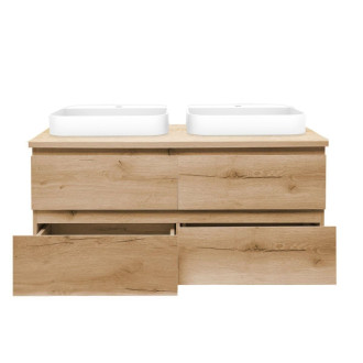 Kúpeľňová skrinka s umývadlom a krycou doskou SAT B-Way 119x50x45 cm dub medový mat BWAY2120OAKDESKU