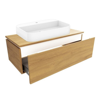 Kúpeľňová skrinka s umývadlom a krycou doskou SAT Feel 100x30x46 cm dub medový mat SATFEEL100DMDU