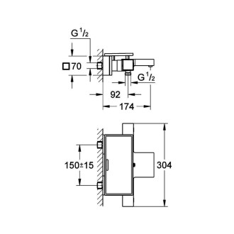 GROHE GROHTHERM Cube vaňová termostatická batéria s poličkou 34502000