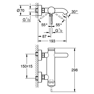 GROHE ESSENCE New 33624001 vaňová nástenná batéria chróm