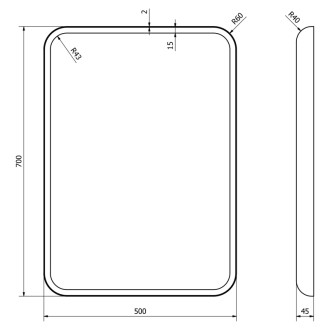 FLOAT zrkadlo s LED podsvietením 500x700mm, biela 22571