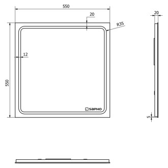 GEMINI zrkadlo s LED osvetlením 550x550mm GM055