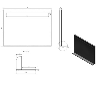 BRETO zrkadlo s LED osvetlením a policou 800x608mm BT080