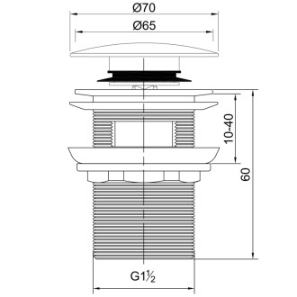 Vaňový výpust 1&quot;1/2, Click Clack, pre vane s inegrovaným prepadom, mosadz chróm