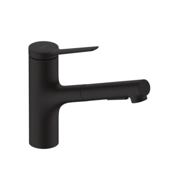Drezová batéria Hansgrohe Zesis s vyťahovacou sprškou, 2 prúdy čierny mat 74800670
