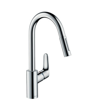 Drezová batéria Hansgrohe Focus M41 s vyťahovacou sprškou, 2 prúdy chróm 31815000