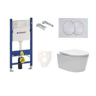 Cenovo zvýhodnený závesný WC set Geberit do ľahkých stien / predstenová montáž + WC SAT Brevis SIKOGES7W7S