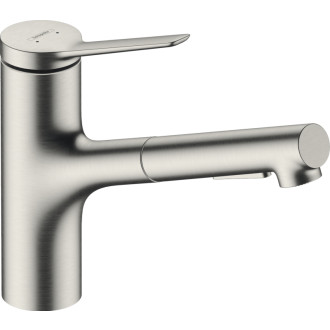 Drezová batéria Hansgrohe Zesis M33 s vyťahovacou sprškou, 2 prúdy nerez 74821800