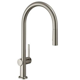 Drezová batéria Hansgrohe Talis s vyťahovacou sprškou, 2 prúdy vzhľad nerezu 72800800